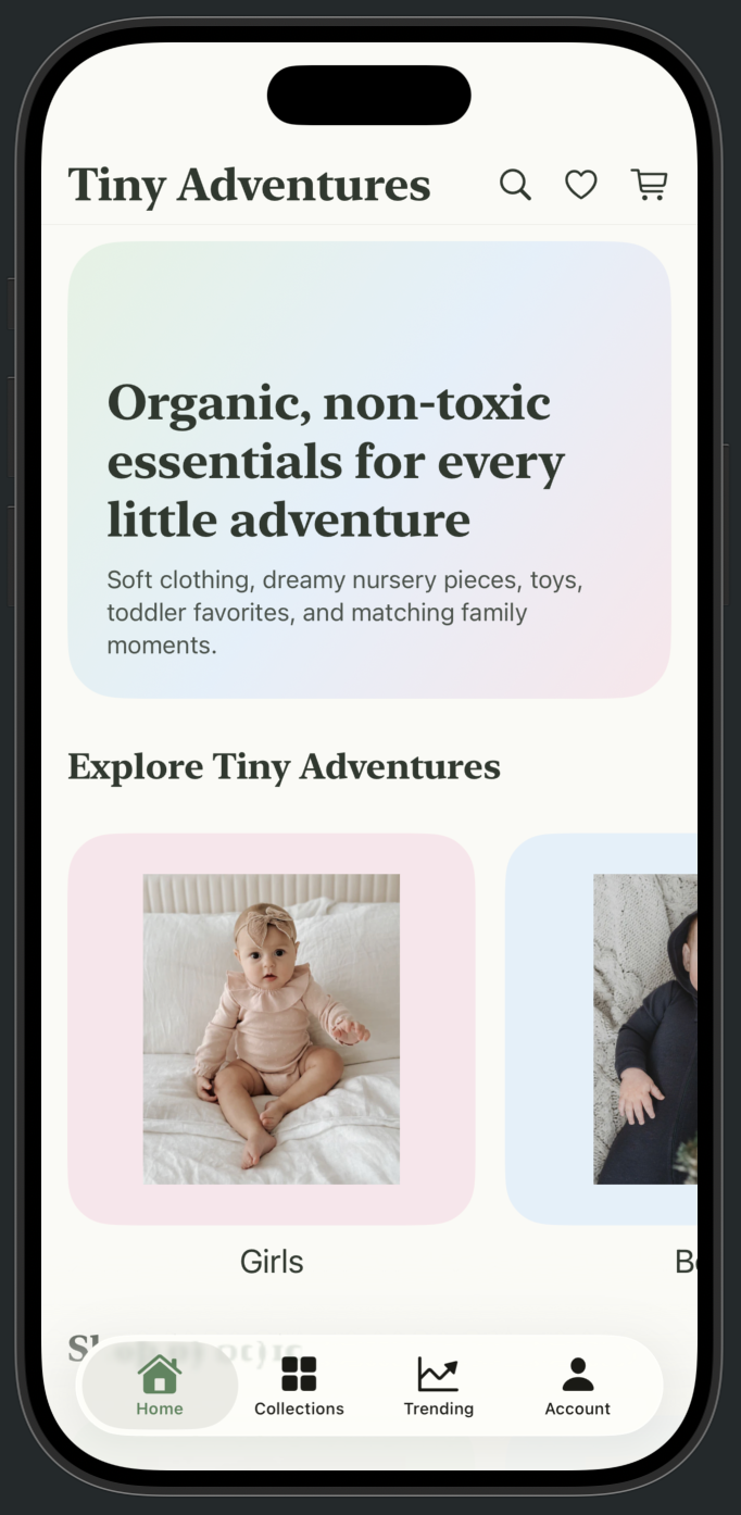 Preview of Tiny Adventures Shop App